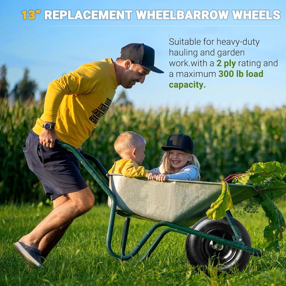 Pneumatic Tire & Wheel Assembly 2 - Pack Replacement Wheels 2.80/2.50 - 4, 13x4.00 - 6 & 4.80/4.00 - 8 for Hand Trucks, Wheelbarrows, Carts, Dollies & Garden Trailers - with 4.80/4.00 - 8 | Sold by Uncle Wiener's Wholesale