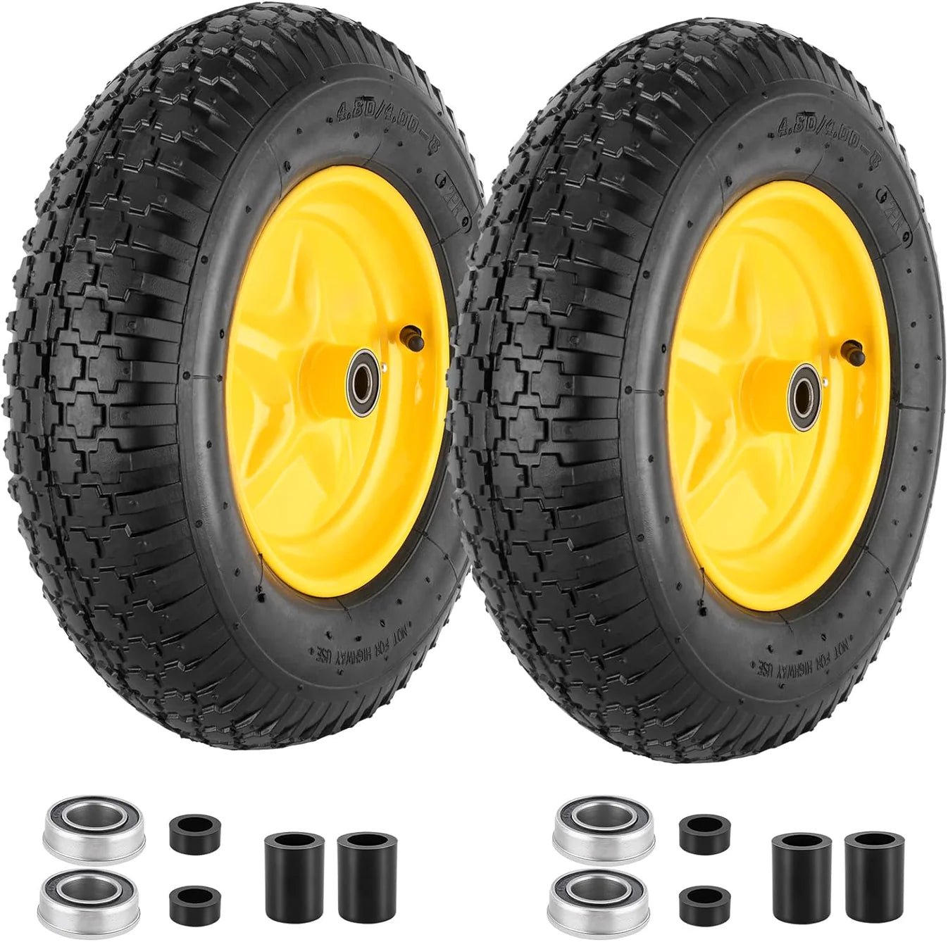 Pneumatic Tire & Wheel Assembly 2 - Pack Replacement Wheels 2.80/2.50 - 4, 13x4.00 - 6 & 4.80/4.00 - 8 for Hand Trucks, Wheelbarrows, Carts, Dollies & Garden Trailers - with 4.80/4.00 - 8 | Sold by Uncle Wiener's Wholesale