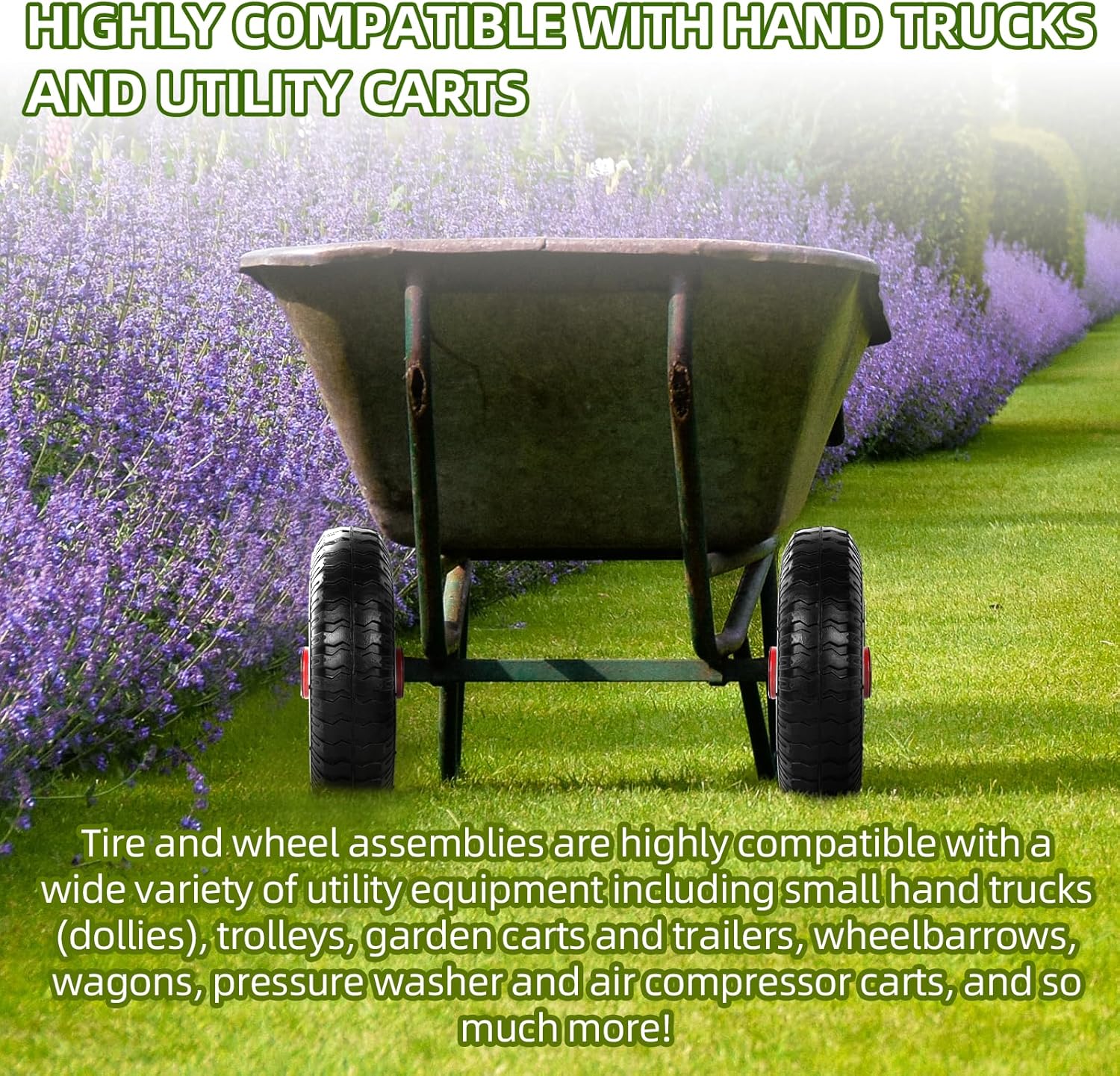 Pneumatic Tire & Wheel Assembly 2 - Pack Replacement Wheels 2.80/2.50 - 4, 13x4.00 - 6 & 4.80/4.00 - 8 for Hand Trucks, Wheelbarrows, Carts, Dollies & Garden Trailers - with 4.80/4.00 - 8 | Sold by Uncle Wiener's Wholesale