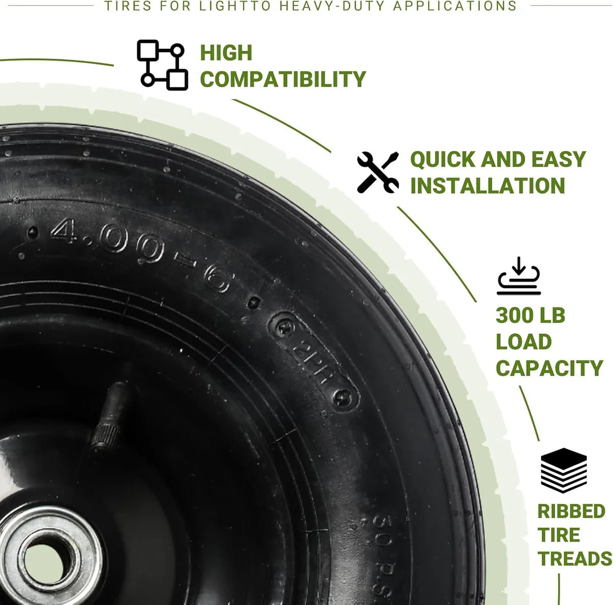 Pneumatic Tire & Wheel Assembly 2 - Pack Replacement Wheels 2.80/2.50 - 4, 13x4.00 - 6 & 4.80/4.00 - 8 for Hand Trucks, Wheelbarrows, Carts, Dollies & Garden Trailers - with 4.80/4.00 - 8 | Sold by Uncle Wiener's Wholesale