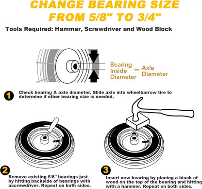 Pneumatic Tire & Wheel Assembly 2 - Pack Replacement Wheels 2.80/2.50 - 4, 13x4.00 - 6 & 4.80/4.00 - 8 for Hand Trucks, Wheelbarrows, Carts, Dollies & Garden Trailers - with 4.80/4.00 - 8 | Sold by Uncle Wiener's Wholesale