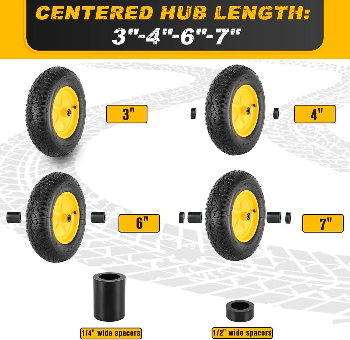 Pneumatic Tire & Wheel Assembly 2 - Pack Replacement Wheels 2.80/2.50 - 4, 13x4.00 - 6 & 4.80/4.00 - 8 for Hand Trucks, Wheelbarrows, Carts, Dollies & Garden Trailers - with 4.80/4.00 - 8 | Sold by Uncle Wiener's Wholesale