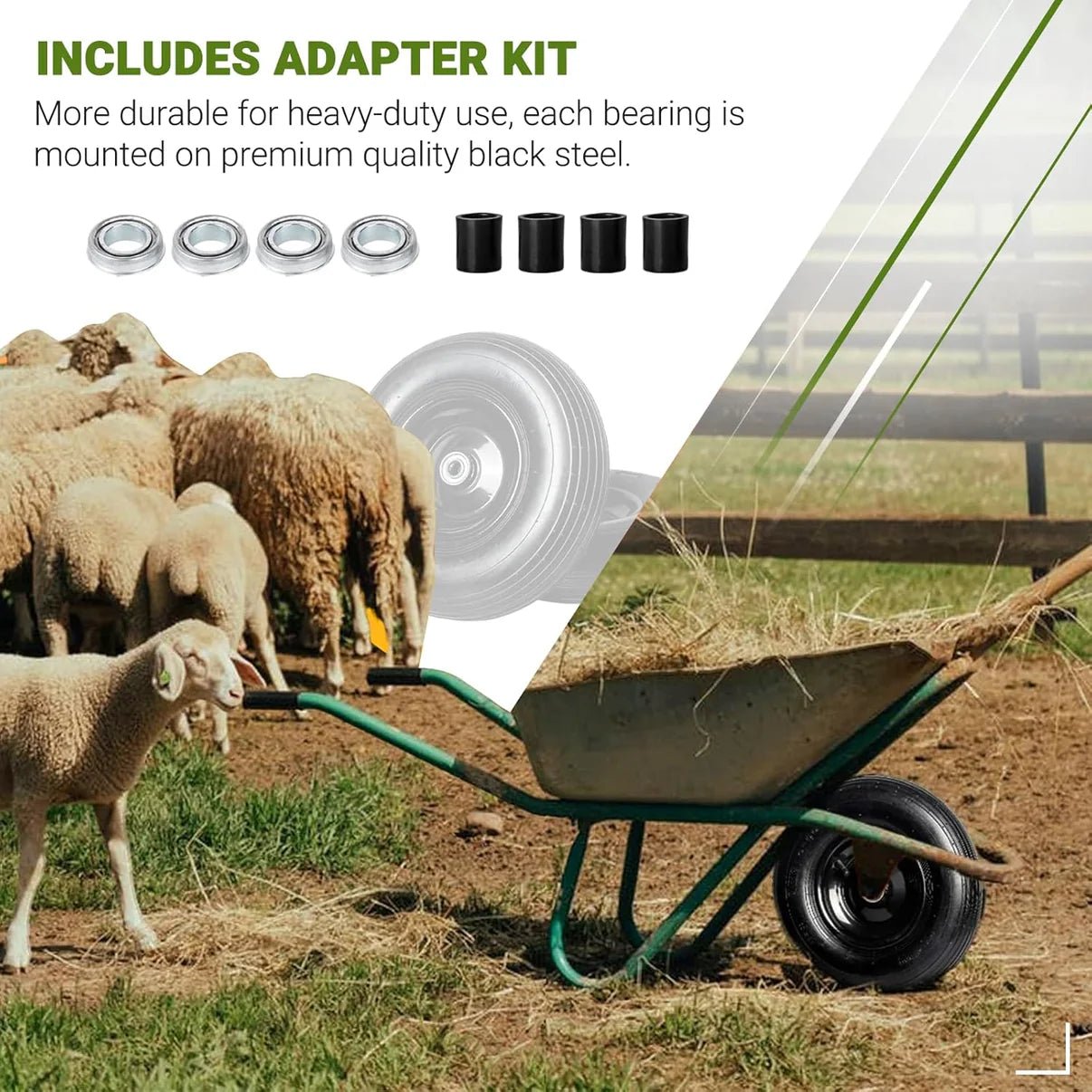 Pneumatic Tire & Wheel Assembly 2 - Pack Replacement Wheels 2.80/2.50 - 4, 13x4.00 - 6 & 4.80/4.00 - 8 for Hand Trucks, Wheelbarrows, Carts, Dollies & Garden Trailers - with 4.80/4.00 - 8 | Sold by Uncle Wiener's Wholesale