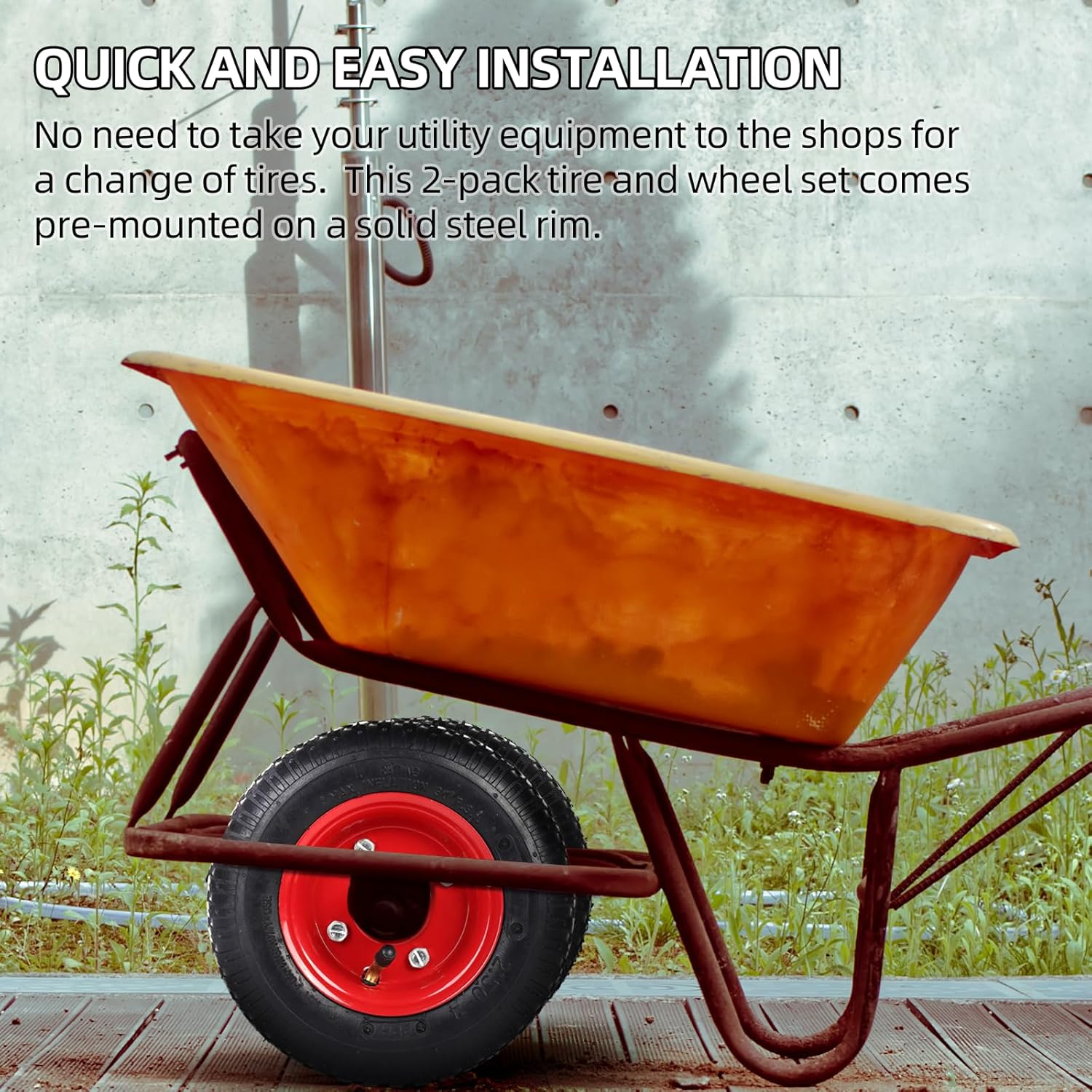 Pneumatic Tire & Wheel Assembly 2 - Pack Replacement Wheels 2.80/2.50 - 4, 13x4.00 - 6 & 4.80/4.00 - 8 for Hand Trucks, Wheelbarrows, Carts, Dollies & Garden Trailers - with 4.80/4.00 - 8 | Sold by Uncle Wiener's Wholesale
