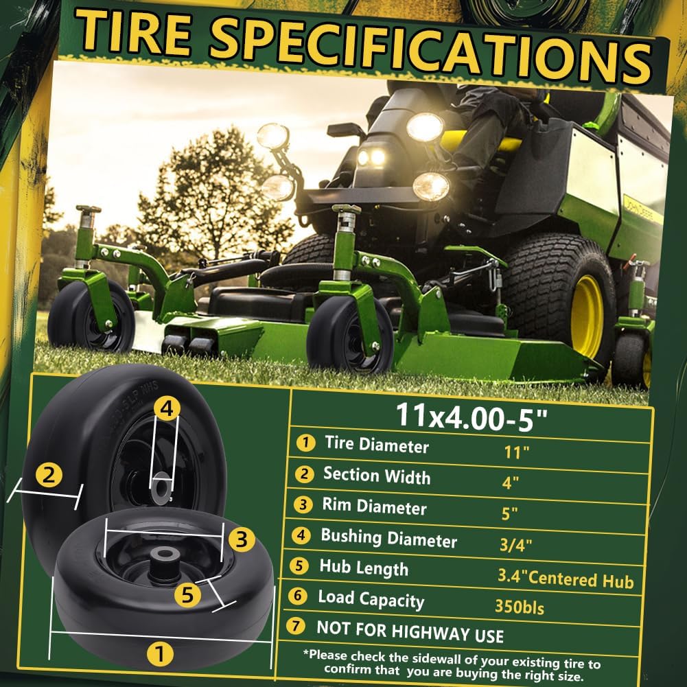 Pneumatic Tire & Yellow Rim Replacement Wheels 2 - Pack – Lawn Tractor, Riding Mower & Zero - Turn Assemblies (15×6.00 - 6, 16×6.5 - 8, 20×8.00 - 8) - with 20×8.00 - 8 Pneumatic Tire & Yellow Rim | Sold by Uncle Wiener's Wholesale