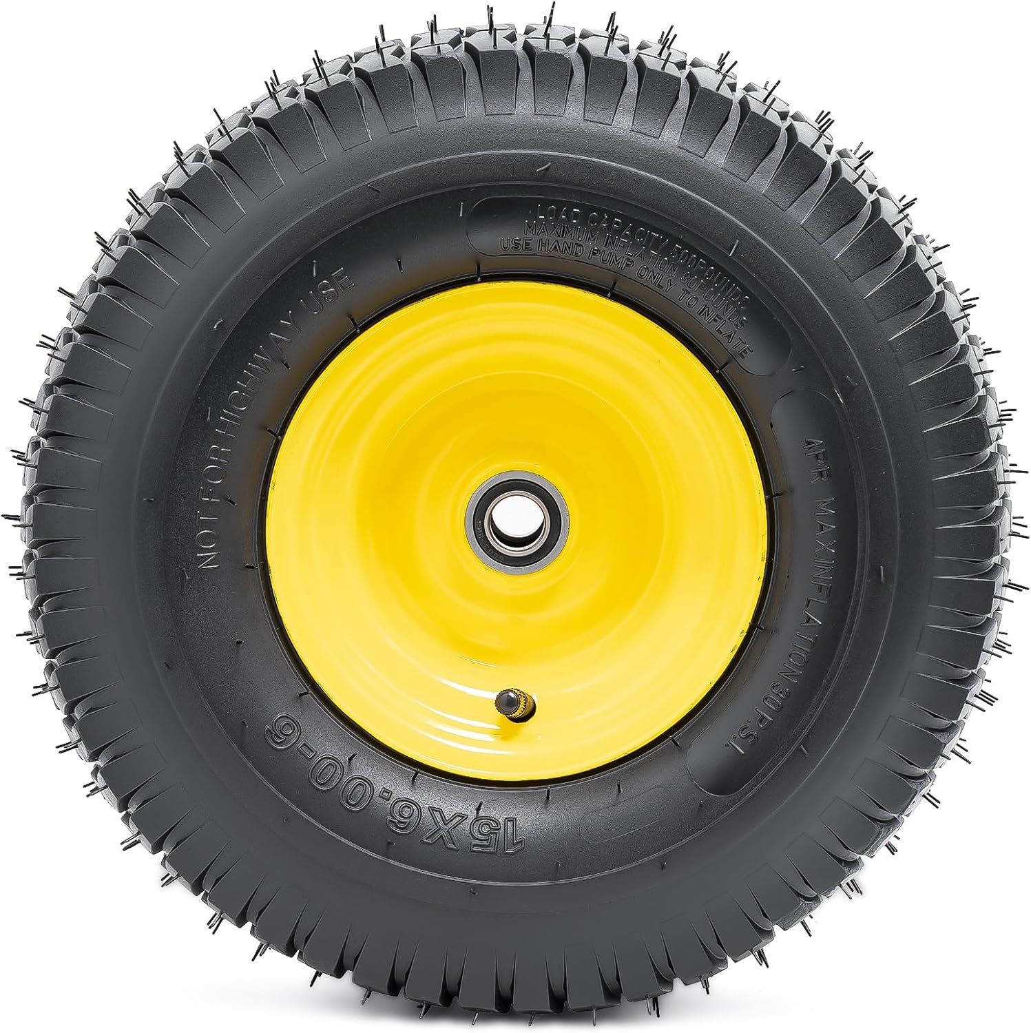 Pneumatic Tire & Yellow Rim Replacement Wheels 2 - Pack – Lawn Tractor, Riding Mower & Zero - Turn Assemblies (15×6.00 - 6, 16×6.5 - 8, 20×8.00 - 8) - with 15×6.00 - 6 Pneumatic Tire & Yellow Rim | Sold by Uncle Wiener's Wholesale
