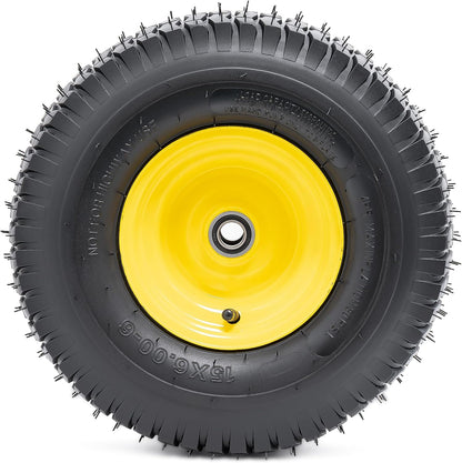Pneumatic Tire & Yellow Rim Replacement Wheels 2 - Pack – Lawn Tractor, Riding Mower & Zero - Turn Assemblies (15×6.00 - 6, 16×6.5 - 8, 20×8.00 - 8) - with 15×6.00 - 6 Pneumatic Tire & Yellow Rim | Sold by Uncle Wiener's Wholesale