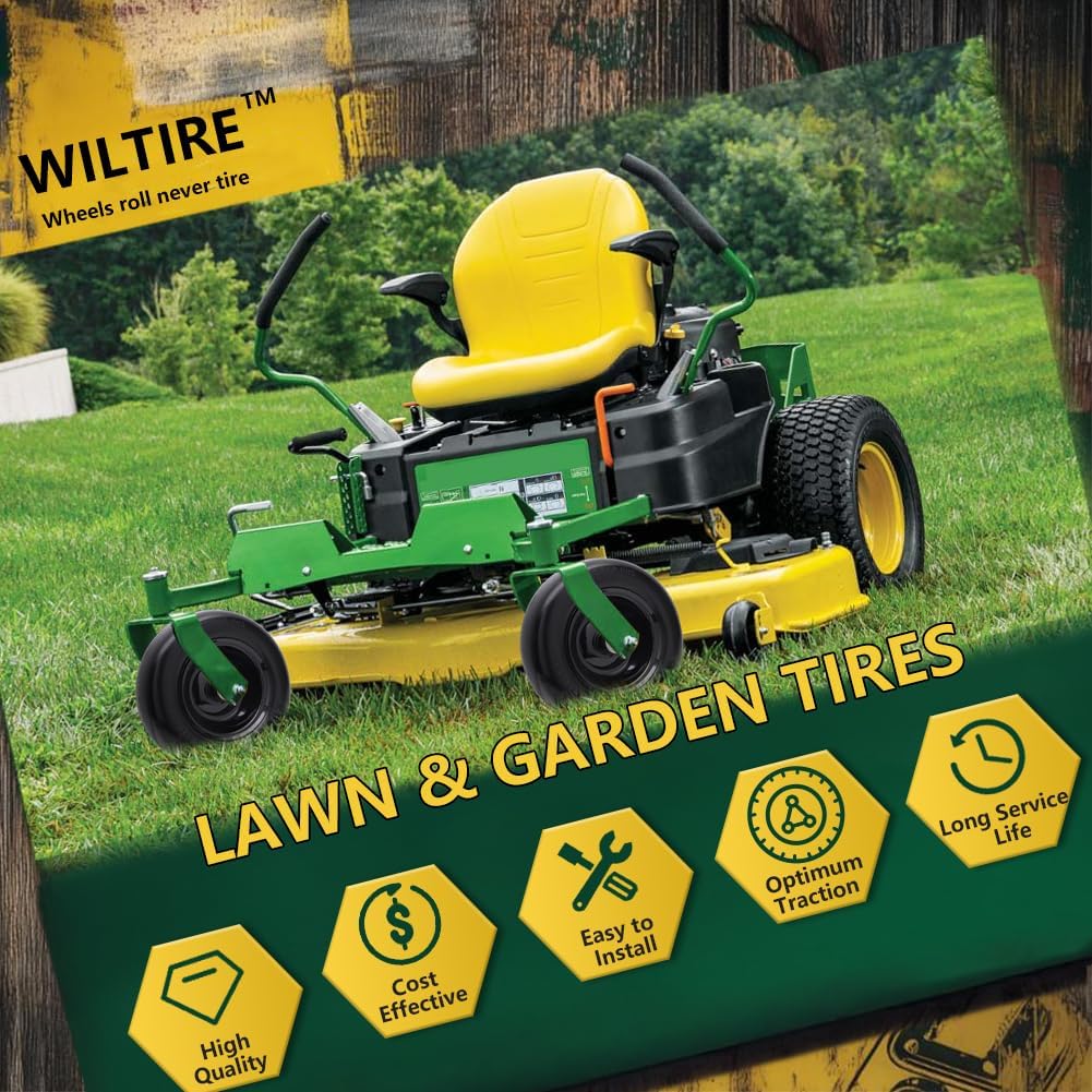 Pneumatic Tire & Yellow Rim Replacement Wheels 2 - Pack – Lawn Tractor, Riding Mower & Zero - Turn Assemblies (15×6.00 - 6, 16×6.5 - 8, 20×8.00 - 8) - with 20×8.00 - 8 Pneumatic Tire & Yellow Rim | Sold by Uncle Wiener's Wholesale