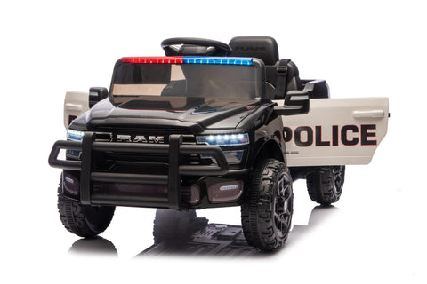 Police Cruiser Dodge RAM 3500 Licensed 24V Ride - On Truck – Remote Control, EVA Wheels, Leather Seat 2577PBK - with | Sold by Uncle Wiener's Wholesale