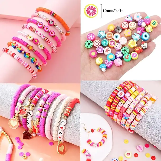 Polymer Clay Beads Jewelry Making Kit 1480PCS DIY Bracelet Necklace Craft Set 6mm 4mm PCB149 - with | Sold by Uncle Wiener's Wholesale