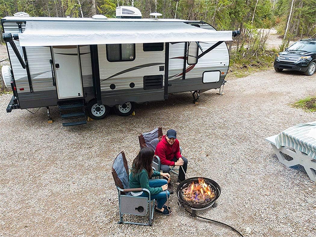 Portable 52,000 BTU Propane Fire Pit – with Lava Rocks & Grill for Camping BBQ | G6501O - with | Sold by Uncle Wiener's Wholesale