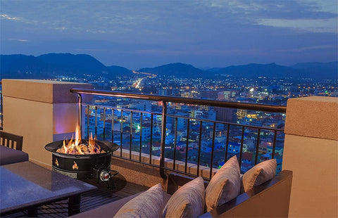 Portable 52,000 BTU Propane Fire Pit – with Lava Rocks & Grill for Camping BBQ | G6501O - with | Sold by Uncle Wiener's Wholesale