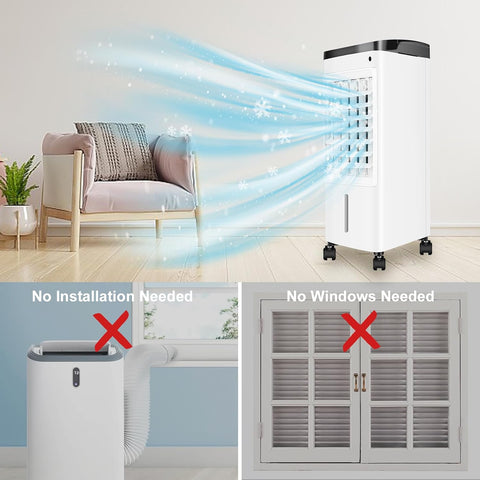 Portable Air Conditioners, 2024 New 3 in 1 Air Conditioner with 5 L Water Tank, 3 Speeds, 12H Cooling Time, 65° Oscillation, Swamp Cooler Portable for Room Office Bedroom Kitchen Garage, Used - with | Sold by Uncle Wiener's Wholesale