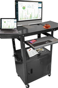 Portable AV Cart & Locking Cabinet – Adjustable Mobile Computer Workstation S1220 - with | Sold by Uncle Wiener's Wholesale