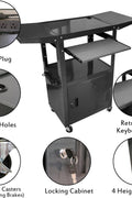 Portable AV Cart & Locking Cabinet – Adjustable Mobile Computer Workstation S1220 - with | Sold by Uncle Wiener's Wholesale