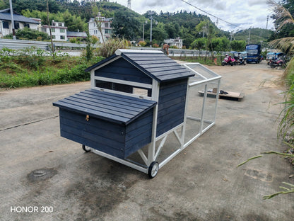 Portable Chicken Tractor Coop with Wheels – Outdoor Wooden Hen House with Nesting Box & Run MSHC046 - with | Sold by Uncle Wiener's Wholesale