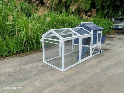 Portable Chicken Tractor Coop with Wheels – Outdoor Wooden Hen House with Nesting Box & Run MSHC046 - with | Sold by Uncle Wiener's Wholesale