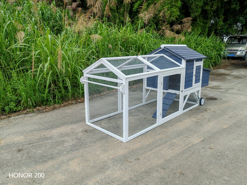 Portable Chicken Tractor Coop with Wheels – Outdoor Wooden Hen House with Nesting Box & Run MSHC046 - with | Sold by Uncle Wiener's Wholesale