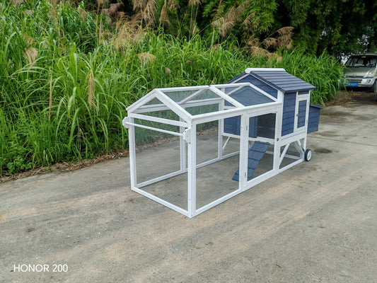 Portable Chicken Tractor Coop with Wheels – Outdoor Wooden Hen House with Nesting Box & Run MSHC046 - with | Sold by Uncle Wiener's Wholesale
