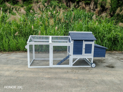 Portable Chicken Tractor Coop with Wheels – Outdoor Wooden Hen House with Nesting Box & Run MSHC046 - with | Sold by Uncle Wiener's Wholesale
