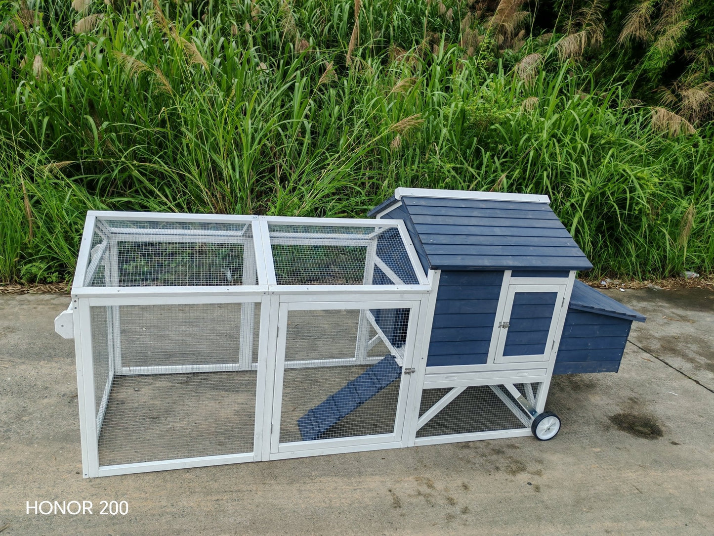 Portable Chicken Tractor Coop with Wheels – Outdoor Wooden Hen House with Nesting Box & Run MSHC046 - with | Sold by Uncle Wiener's Wholesale