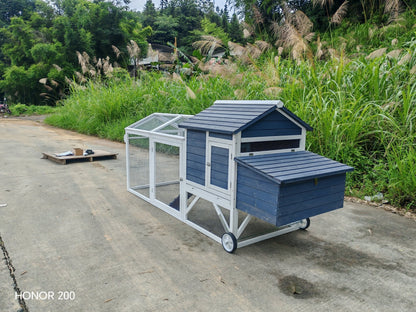 Portable Chicken Tractor Coop with Wheels – Outdoor Wooden Hen House with Nesting Box & Run MSHC046 - with | Sold by Uncle Wiener's Wholesale