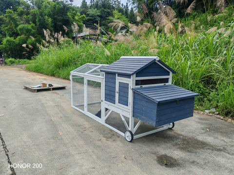 Portable Chicken Tractor Coop with Wheels – Outdoor Wooden Hen House with Nesting Box & Run MSHC046 - with | Sold by Uncle Wiener's Wholesale
