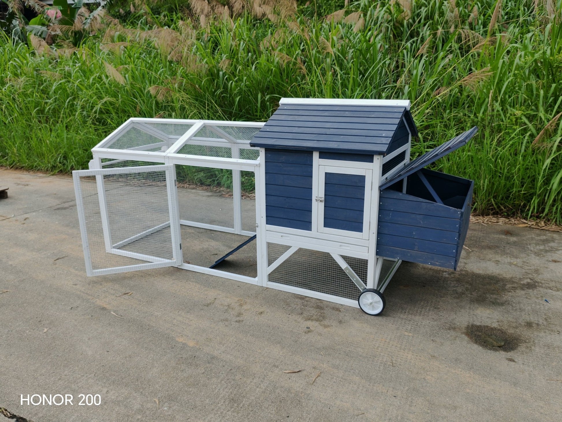Portable Chicken Tractor Coop with Wheels – Outdoor Wooden Hen House with Nesting Box & Run MSHC046 - with | Sold by Uncle Wiener's Wholesale
