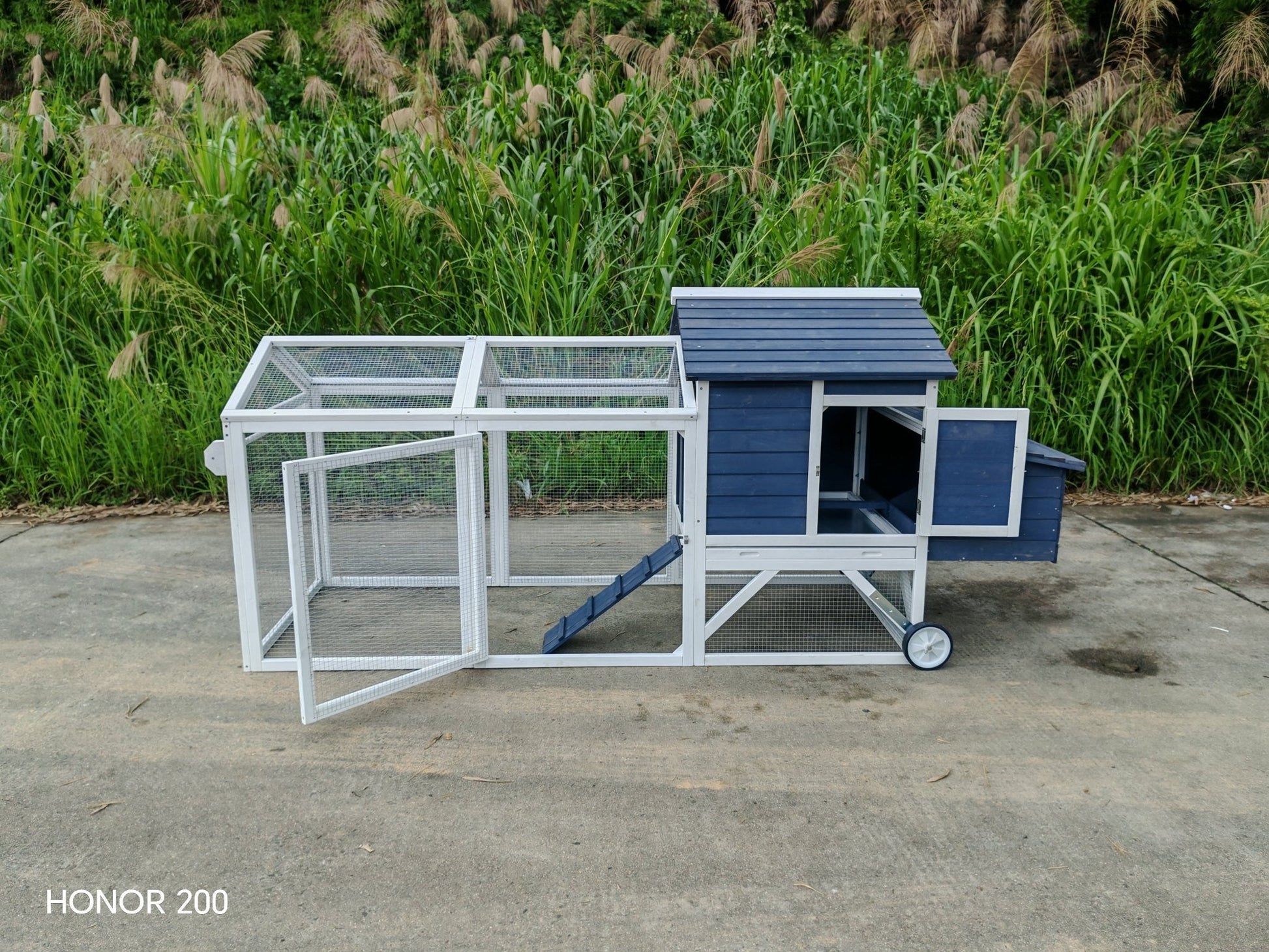 Portable Chicken Tractor Coop with Wheels – Outdoor Wooden Hen House with Nesting Box & Run MSHC046 - with | Sold by Uncle Wiener's Wholesale