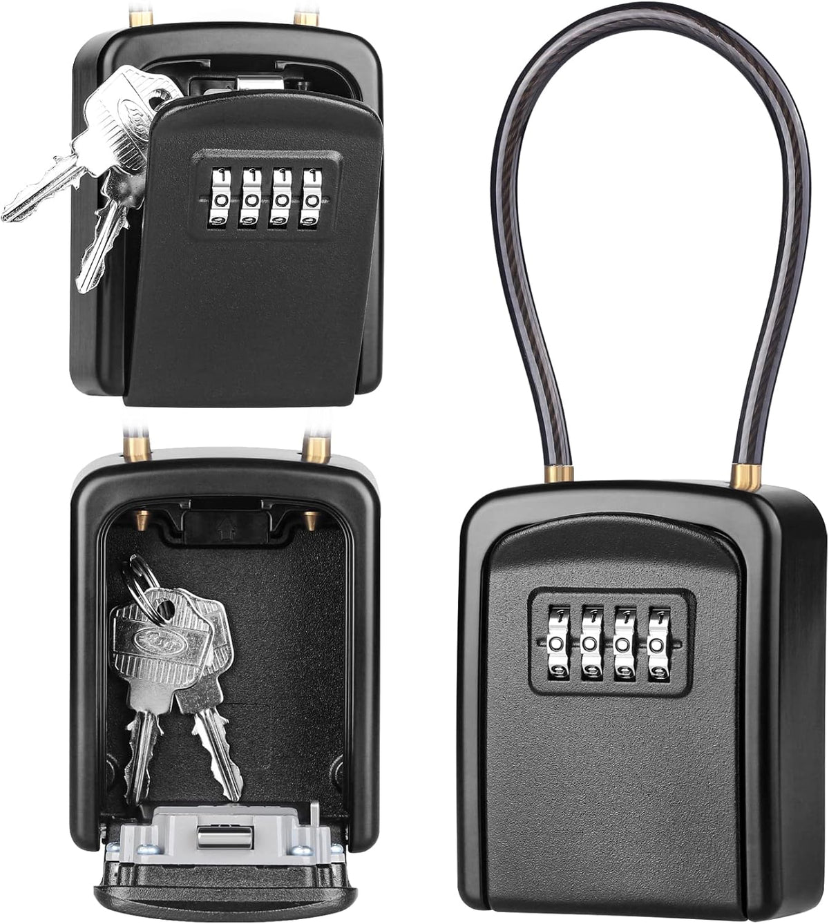 Portable Combination Key Lock Box Wall Mount Outdoor Key Safe Storage Alloy Steel Security Box Lockbox Black KLB01 - with | Sold by Uncle Wiener's Wholesale
