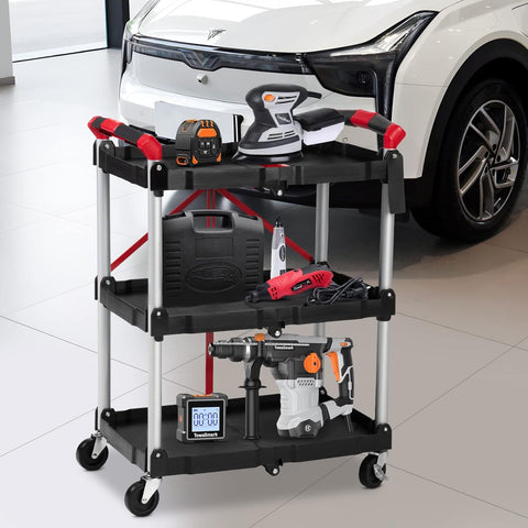 Portable Folding 3 - Tier Service Cart – S1337 - with | Sold by Uncle Wiener's Wholesale