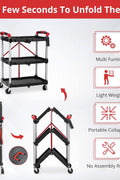 Portable Folding 3 - Tier Service Cart – S1337 - with | Sold by Uncle Wiener's Wholesale