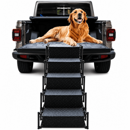 Portable Folding Dog Ramp – 4 - Step & 5 - Step Lightweight, Anti - Slip Pet Stairs - Furniture with 5 - Step | Sold by Uncle Wiener's Wholesale