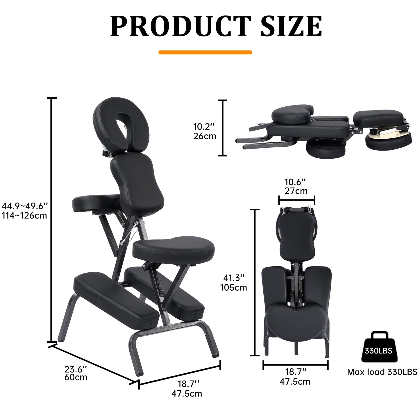 Portable Massage Chair – Adjustable Folding Spa Chair with Carrying Bag, Waterproof PU Leather, Heavy - Duty Steel Frame – AMC66 - with | Sold by Uncle Wiener's Wholesale