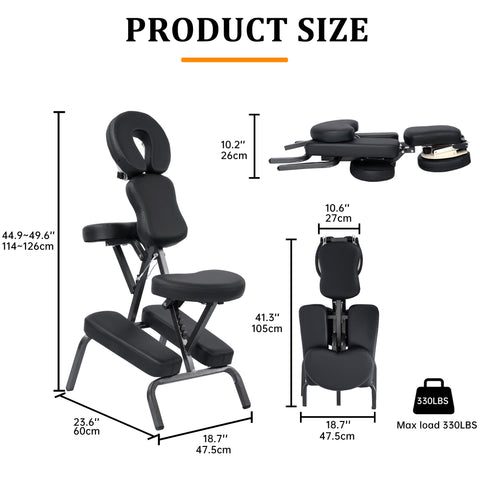 Portable Massage Chair – Adjustable Folding Spa Chair with Carrying Bag, Waterproof PU Leather, Heavy - Duty Steel Frame – AMC66 - with | Sold by Uncle Wiener's Wholesale