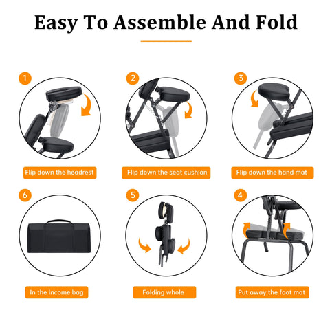 Portable Massage Chair – Adjustable Folding Spa Chair with Carrying Bag, Waterproof PU Leather, Heavy - Duty Steel Frame – AMC66 - with | Sold by Uncle Wiener's Wholesale
