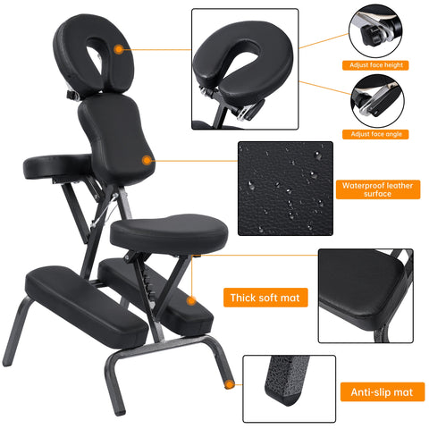 Portable Massage Chair – Adjustable Folding Spa Chair with Carrying Bag, Waterproof PU Leather, Heavy - Duty Steel Frame – AMC66 - with | Sold by Uncle Wiener's Wholesale