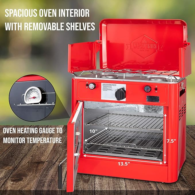 PORTABLE PROPANE CAMPING OVEN & GRILL – OUTDOOR 2 - IN - 1 STOVE FOR COOKING, BAKING & GRILLING - with | Sold by Uncle Wiener's Wholesale