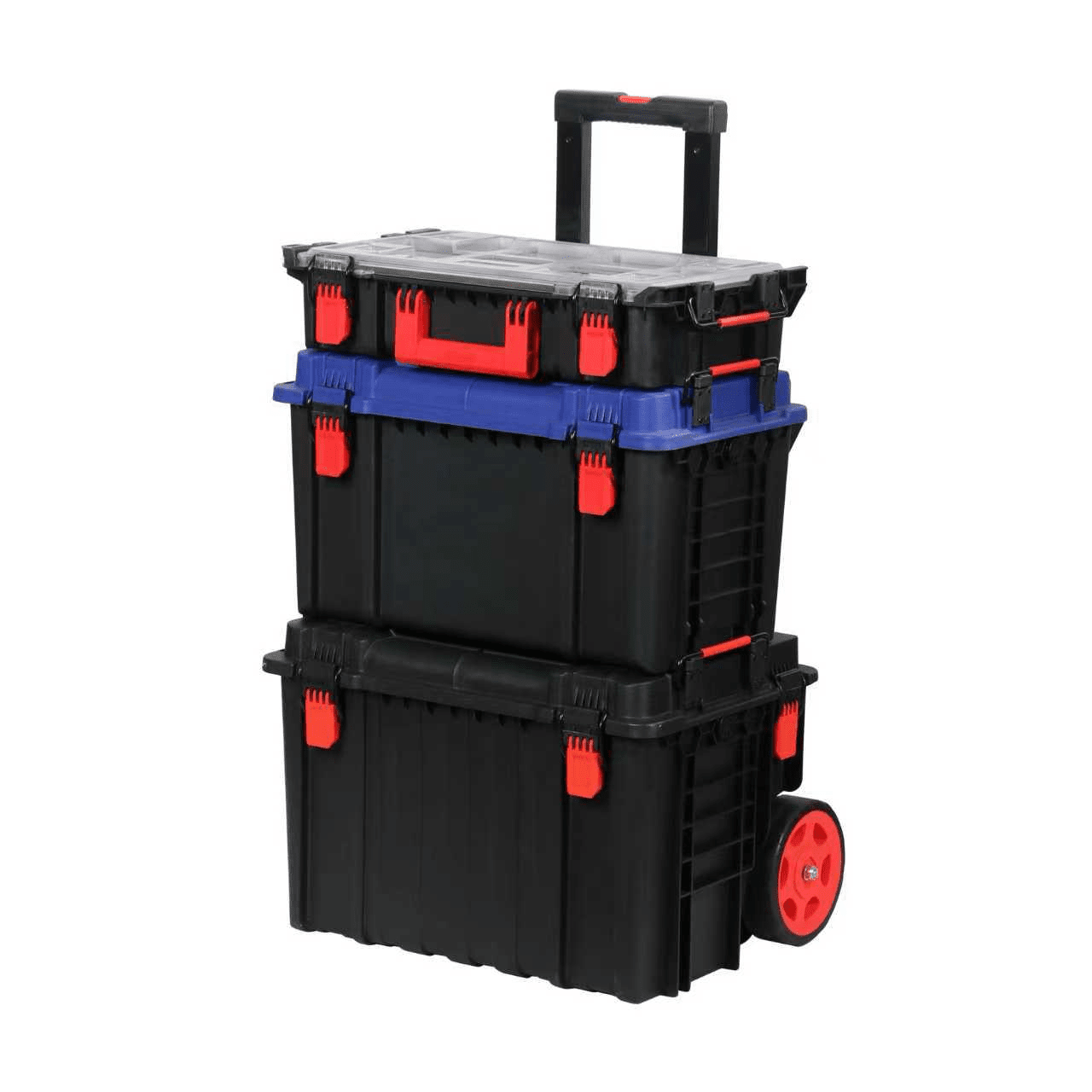 Portable Rolling Tool Chest – 3 - Drawer Plastic Tool Box with Handle & Wheels | Stackable Workshop Organizer EX3011 - with | Sold by Uncle Wiener's Wholesale