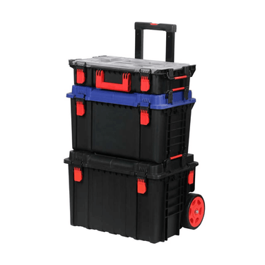 Portable Rolling Tool Chest – 3 - Drawer Plastic Tool Box with Handle & Wheels | Stackable Workshop Organizer EX3011 - with | Sold by Uncle Wiener's Wholesale