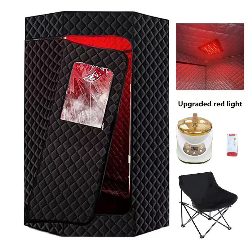 Portable Sauna Steam Room Tent with Red Light – 3L Steamer & Chair Kit, 90