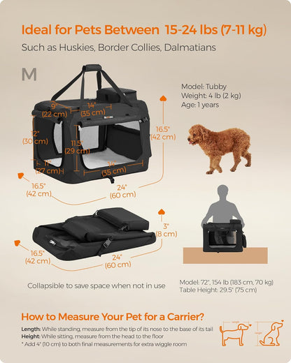 Portable Soft Dog Crate and Pet Carrier with Mesh Panels, Foldable Travel Kennel, Oxford Fabric, Steel Frame, Black UPDC Series - with Medium Crate | Sold by Uncle Wiener's Wholesale