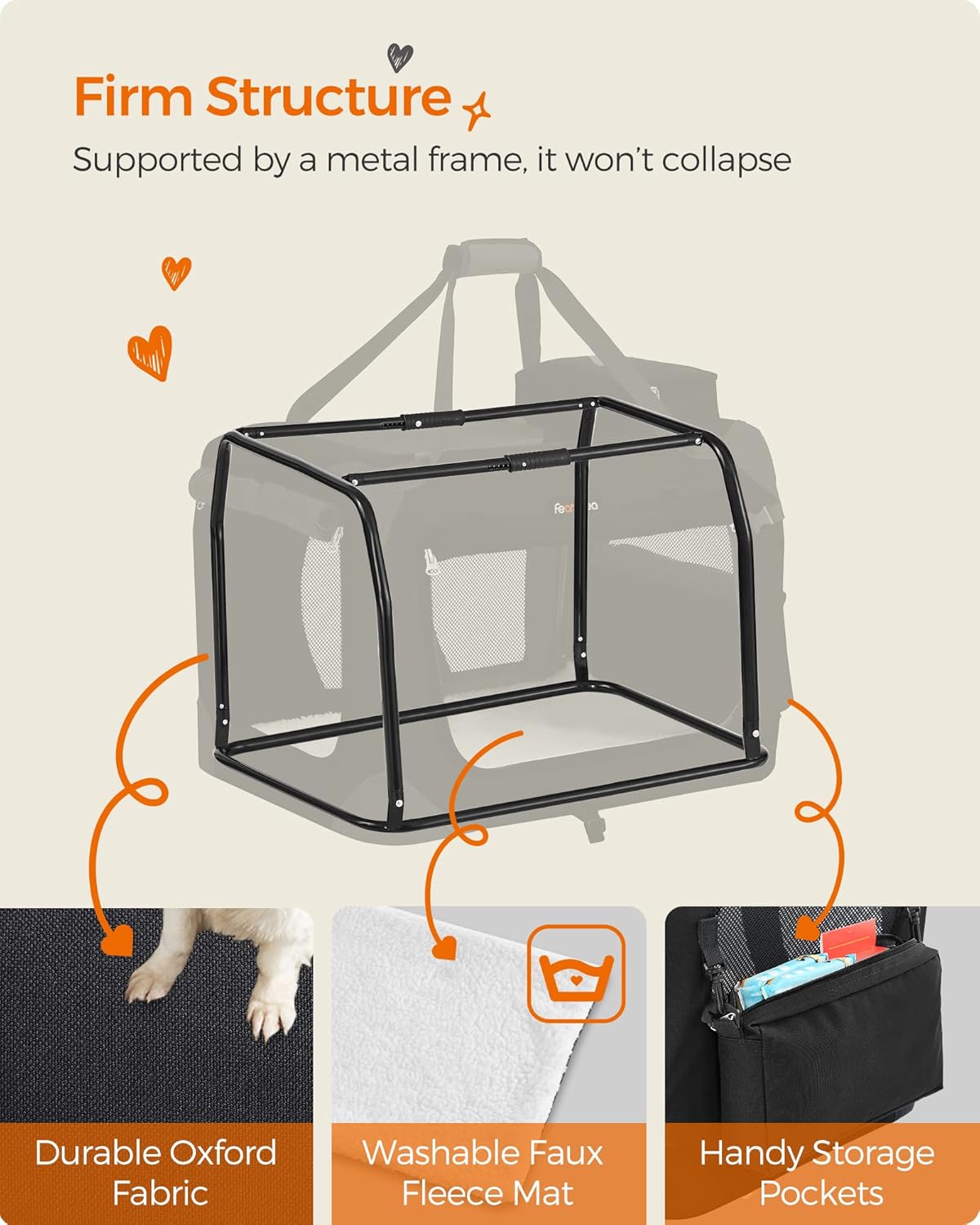 Portable Soft Dog Crate and Pet Carrier with Mesh Panels, Foldable Travel Kennel, Oxford Fabric, Steel Frame, Black UPDC Series - with Medium Crate | Sold by Uncle Wiener's Wholesale
