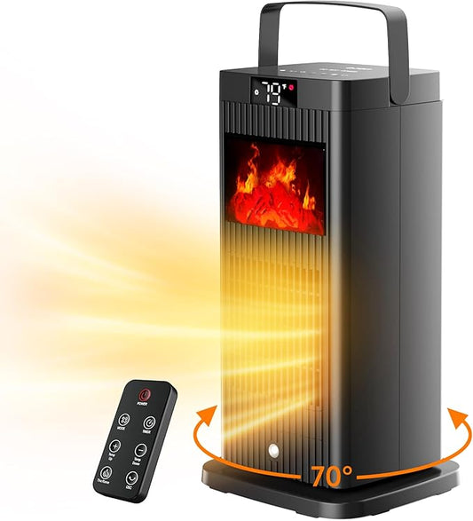 Portable Space Heater with Flame Effect Oscillating PTC Ceramic Heater - with | Sold by Uncle Wiener's Wholesale