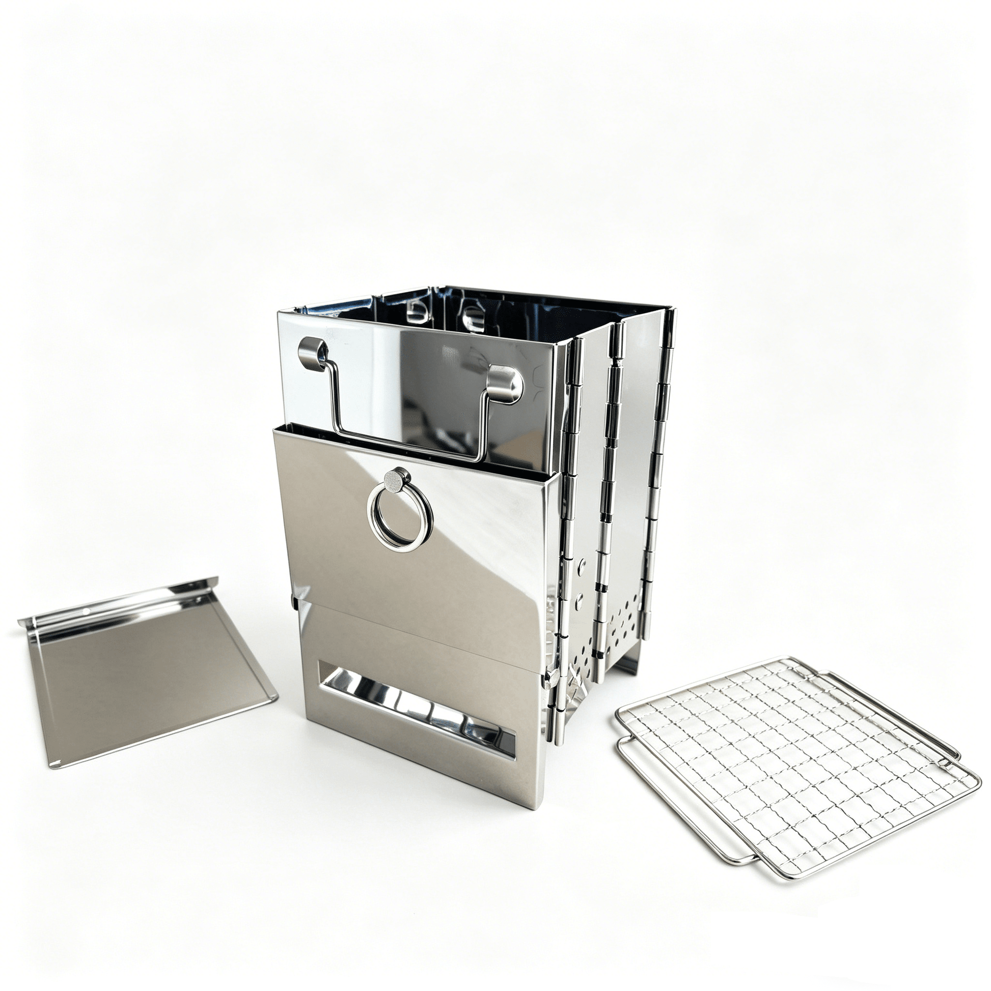 Portable Stainless Steel Wood Burning Camp Stove | Folding, Lightweight & Compact Outdoor Cooking Gear - S3045 - Camping Gear with | Sold by Uncle Wiener's Wholesale