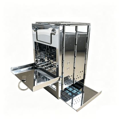 Portable Stainless Steel Wood Burning Camp Stove | Folding, Lightweight & Compact Outdoor Cooking Gear - S3045 - Camping Gear with | Sold by Uncle Wiener's Wholesale