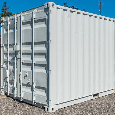 Front view of 8FT gray mini storage container

Side angle of compact steel shipping container

Portable storage containers in different sizes

Bi-parting swing doors and back entry detail

Onsite use of mini steel storage box