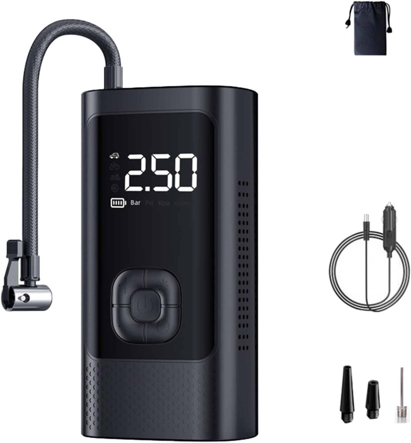 Portable Tire Inflator Air Compressor – Wired & Wireless Fast Inflation Pump for Car, Motorcycle & Bicycle with Digital Pressure Display & LED Light RSDCZX11A - with | Sold by Uncle Wiener's Wholesale