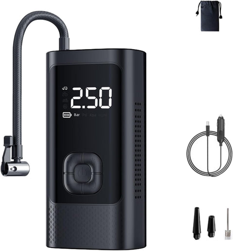 Portable Tire Inflator Air Compressor – Wired & Wireless Fast Inflation Pump for Car, Motorcycle & Bicycle with Digital Pressure Display & LED Light RSDCZX11A - with | Sold by Uncle Wiener's Wholesale