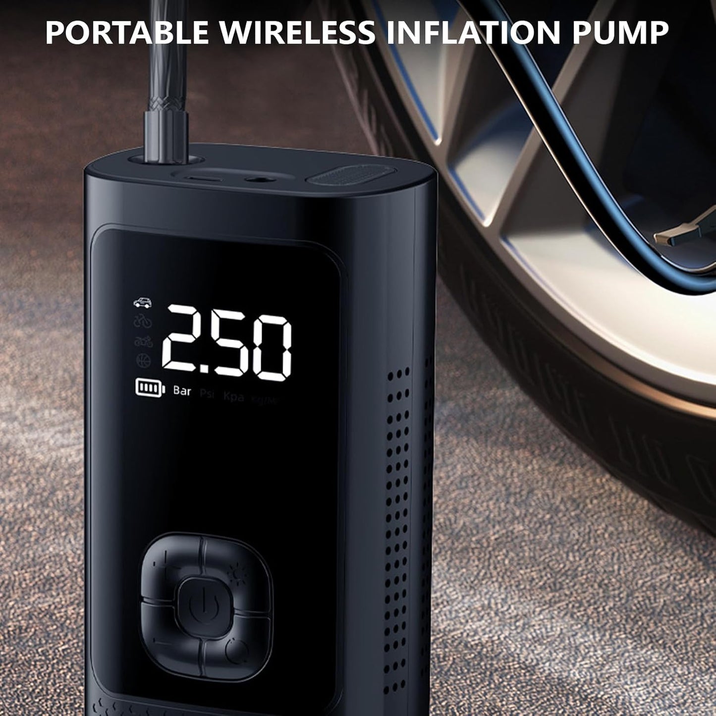 Portable Tire Inflator Air Compressor – Wired & Wireless Fast Inflation Pump for Car, Motorcycle & Bicycle with Digital Pressure Display & LED Light RSDCZX11A - with | Sold by Uncle Wiener's Wholesale